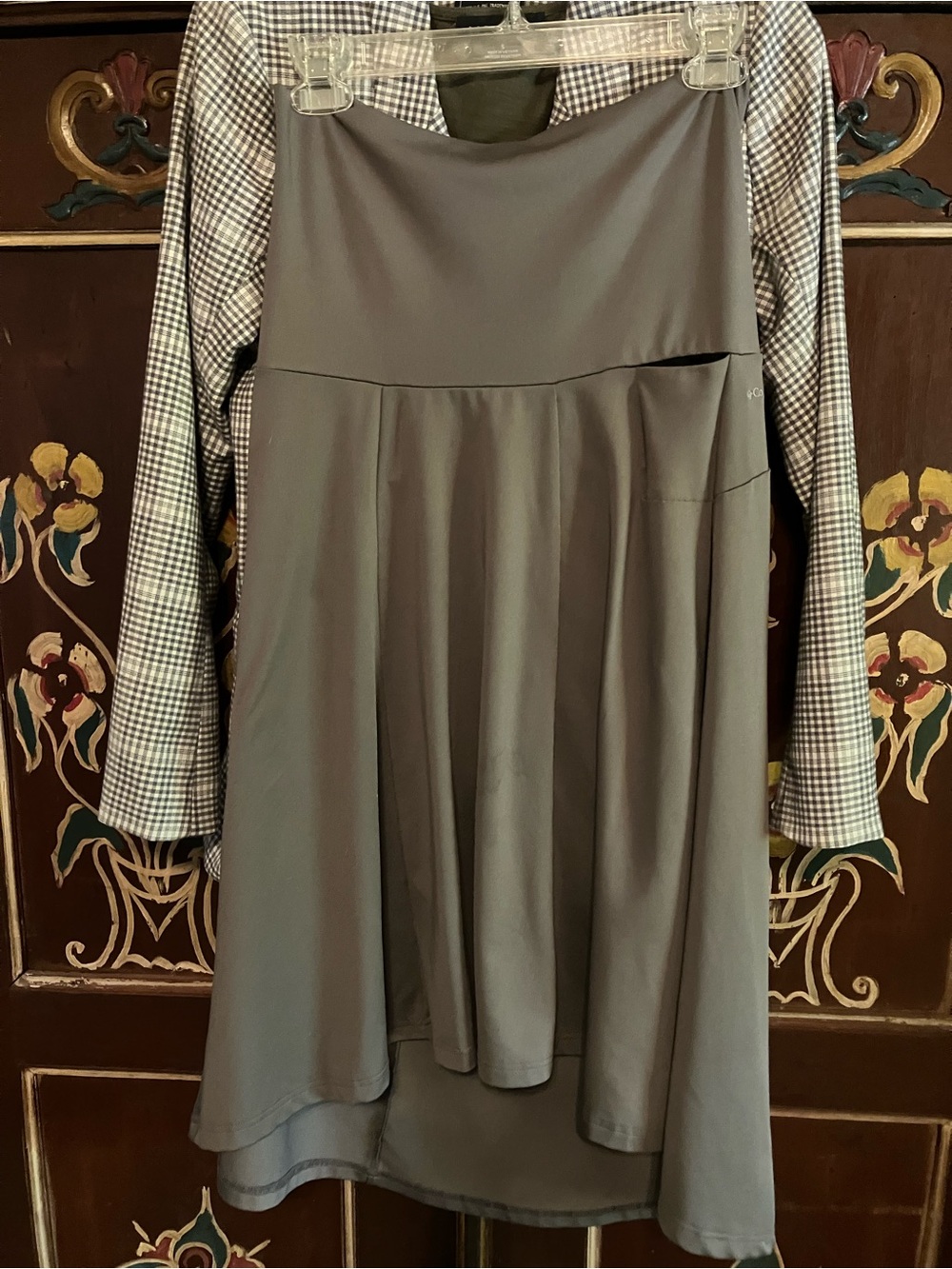 Women's Midi Skirt in faded olive- A-Line and asymmetrical style